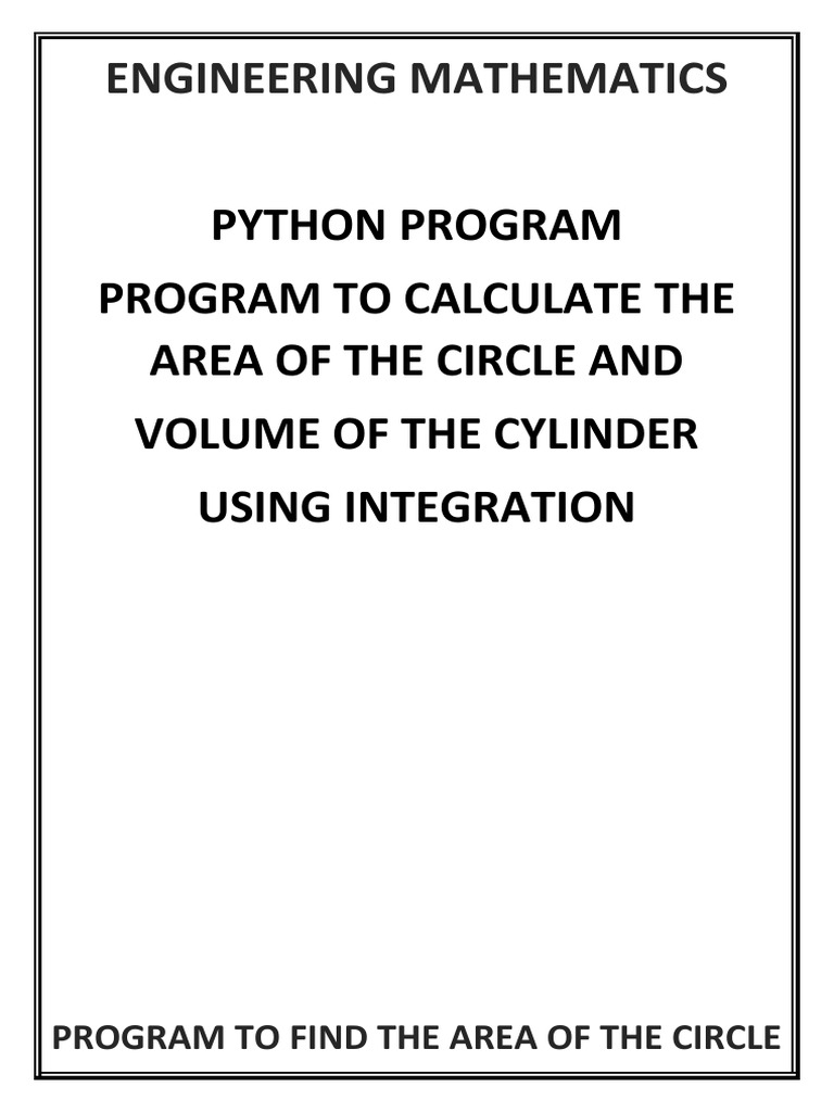 Pyhton Program of Integration To Find Volume and Area | PDF