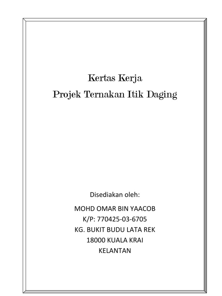 Kertas Kerja Projek Ternakan Ayam