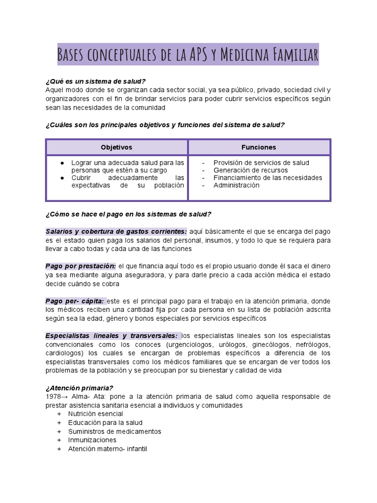 Bases Conceptuales de La APS y Medicina Familiar | PDF | Medicina ...