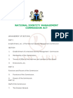 Establishment, Etc. of The National Identity Management Commission