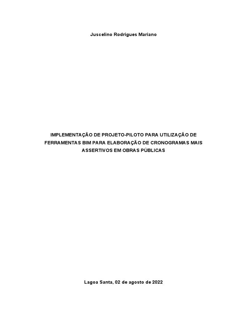 Projeto-Piloto BIM em Obras Públicas | PDF | BIM | Planejamento