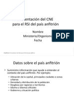 Presentación Del CNE para El RSI Del País Anfitrión: Nombre Ministerio/Organismo Fecha