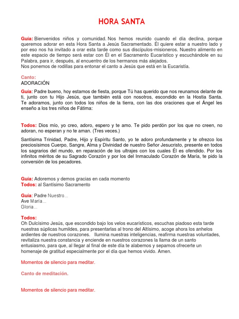 Guía para la Hora Santa Eucarística | PDF | eucaristía | Cristo (título)