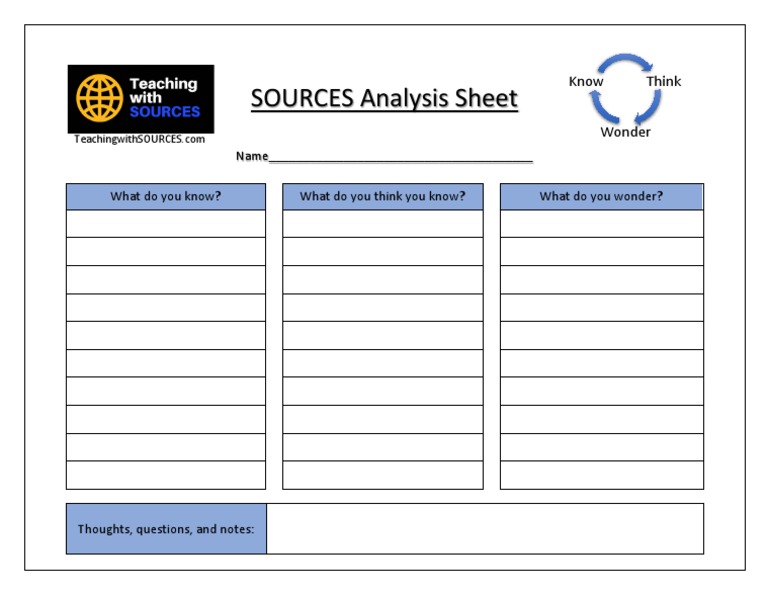 SOURCES Analysis Sheet Template | PDF