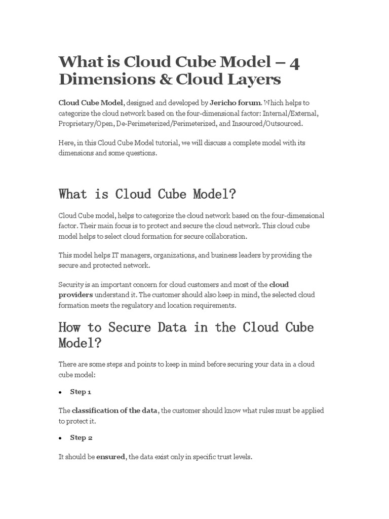 Understanding the Cloud Cube Model | PDF | Cloud Computing | Outsourcing