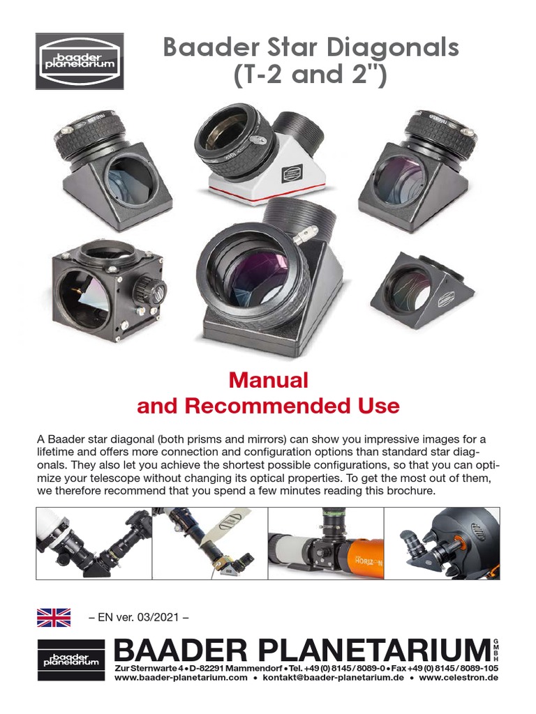 Baader Star Diagonals T 2 and 2 PDF Mirror Optics