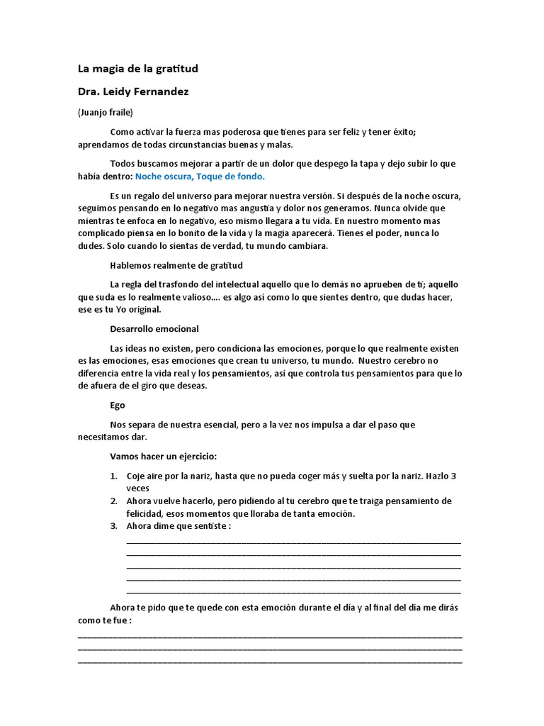 La Magia De La Gratitud Pdf Gratitud Las Emociones