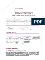 Primer Avance de Monografía: Constitución de La Persona Jurídica