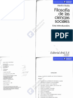 Martin Hollis. La Filosofía de Las Ciencias Sociales. Prólogo e Introducción - Problemas de Estructura y Acción