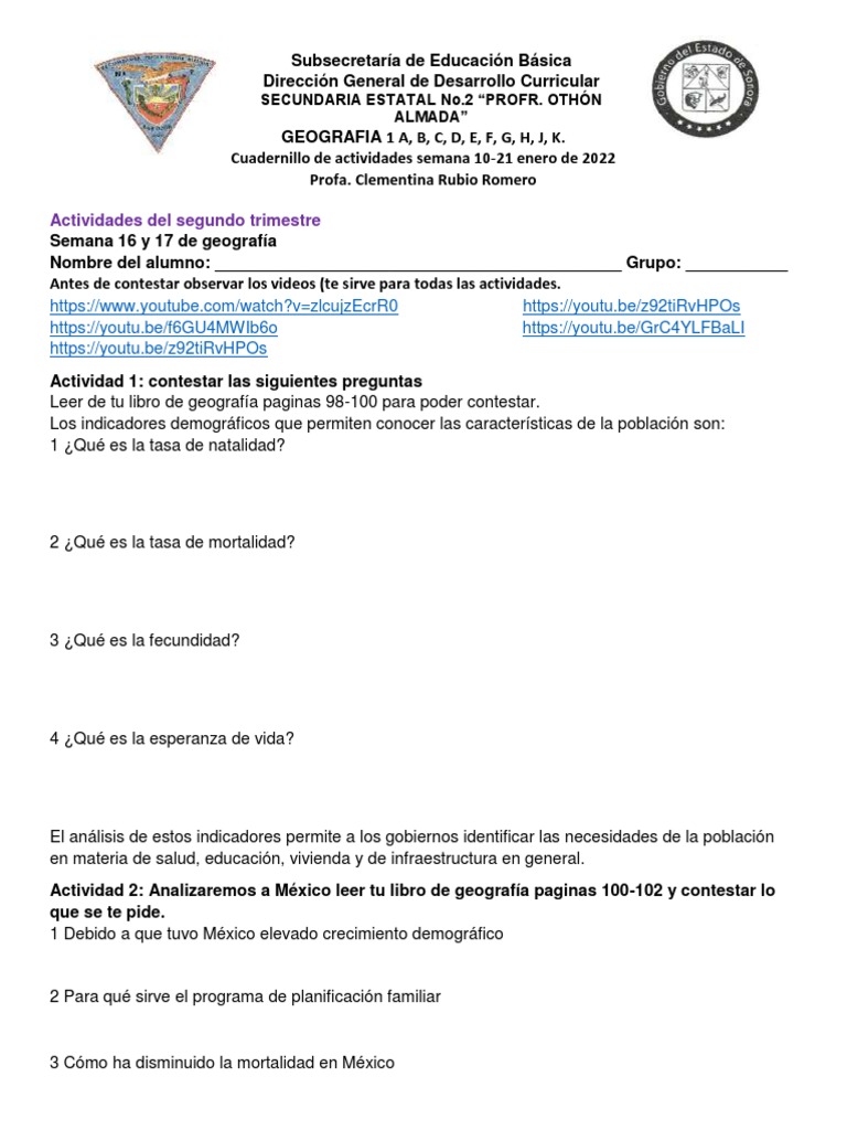 Actividades de Geografía para Secundaria | PDF | Migración humana ...