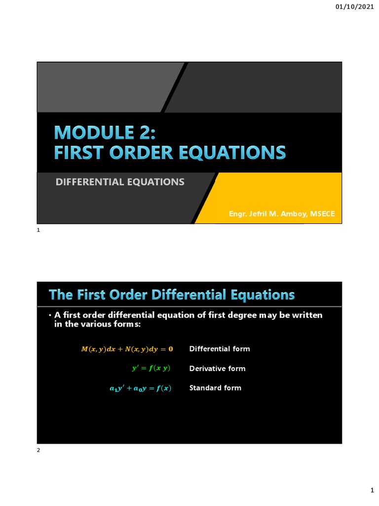 First Order Differential Equations Guide | PDF