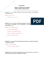 Programação I - Gabarito com exercícios de classes, objetos, métodos e main