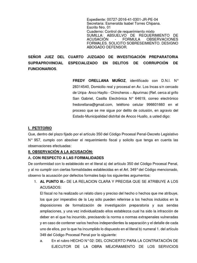 Absolución de Acusación Orellana | PDF | Gobierno local | Procedimiento ...