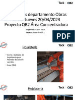 Actividades Departamento Obras Civiles Jueves 20/04/2023 Proyecto QB2 Área Concentradora