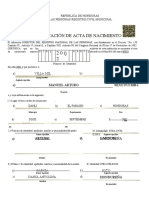 Certificación de Acta de Nacimiento: C) Manuel Arturo Sexo Fci Mt8-L
