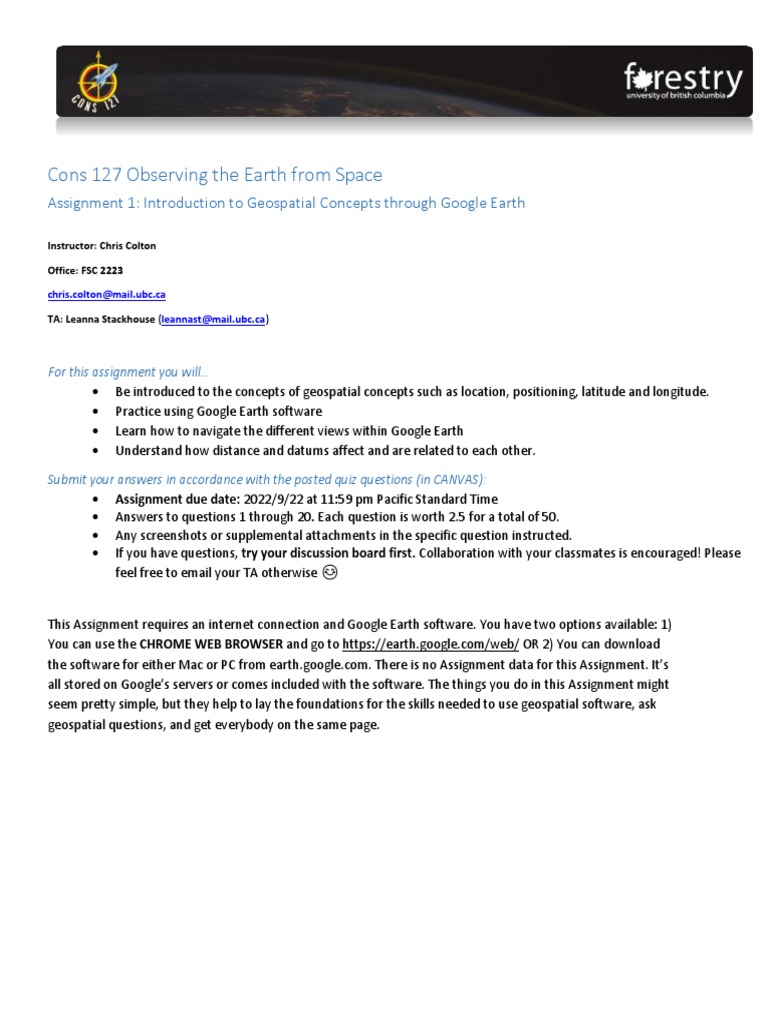 Cons 127 Observing The Earth From Space: Assignment 1: Introduction To ...