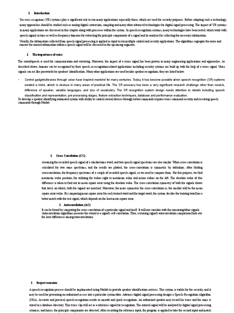 Voice Recognition for Security Systems | PDF | Autocorrelation | Speech ...