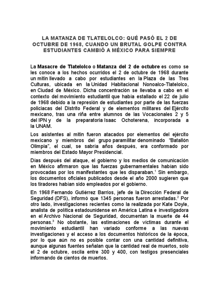 La Matanza de Tlatelolco | PDF