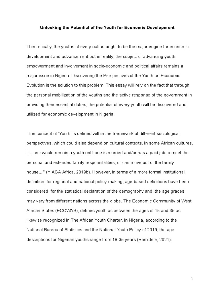 Unlocking The Potential of The Youth For Economic Development in Akwa ...