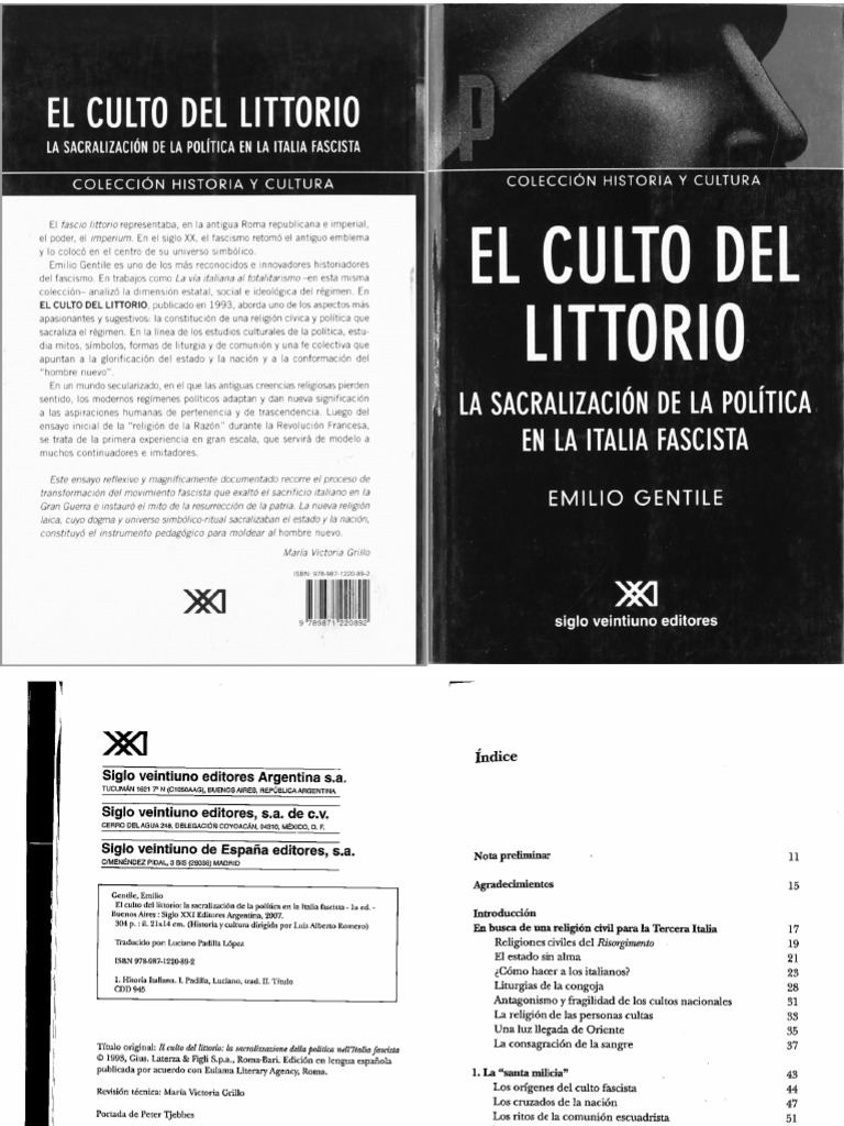 Gentile Emilio El Culto Del Littorio La Sacralizacic3b3n de La ...