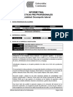 Informe Final Prácticas Pre Profesionales Modalidad: Desempeño Laboral