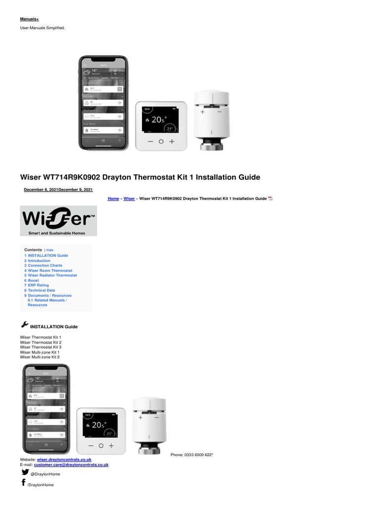 wt714r9k0902 Drayton Thermostat Kit 1 Manual PDF Thermostat Water