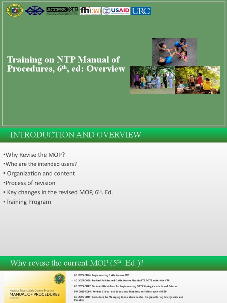 1 Overview Training of The Revised MOP 6th Ed. PDF Tuberculosis