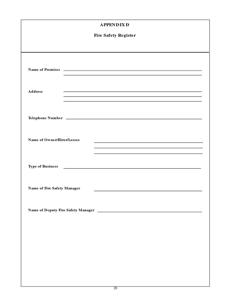 Fire Safety Register Template | PDF | Fires | Safety