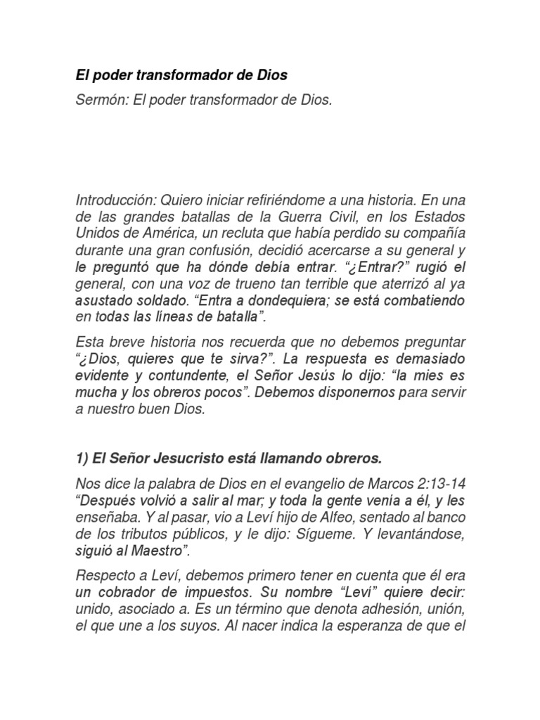 Poder Transformador de Dios en la Vida | PDF | Evangelio de Mateo | Jesús