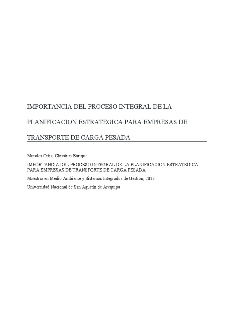 Planificación Estratégica en Transporte AQP | PDF | Planificación ...