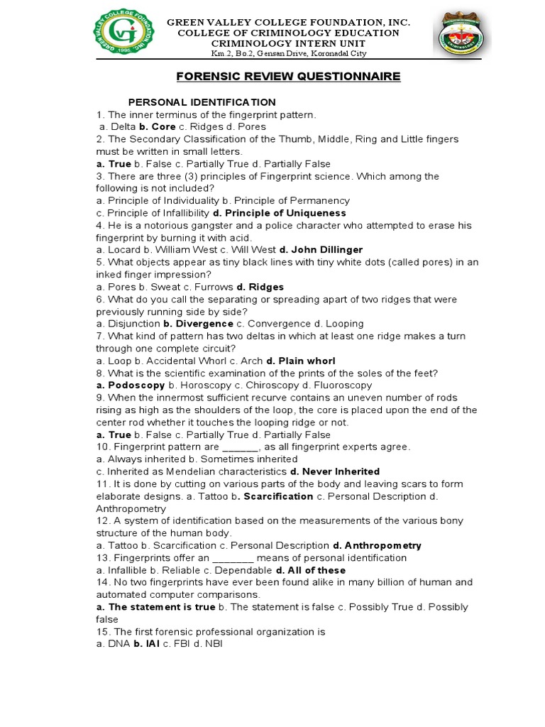 Forensic Review Questionnaire | PDF