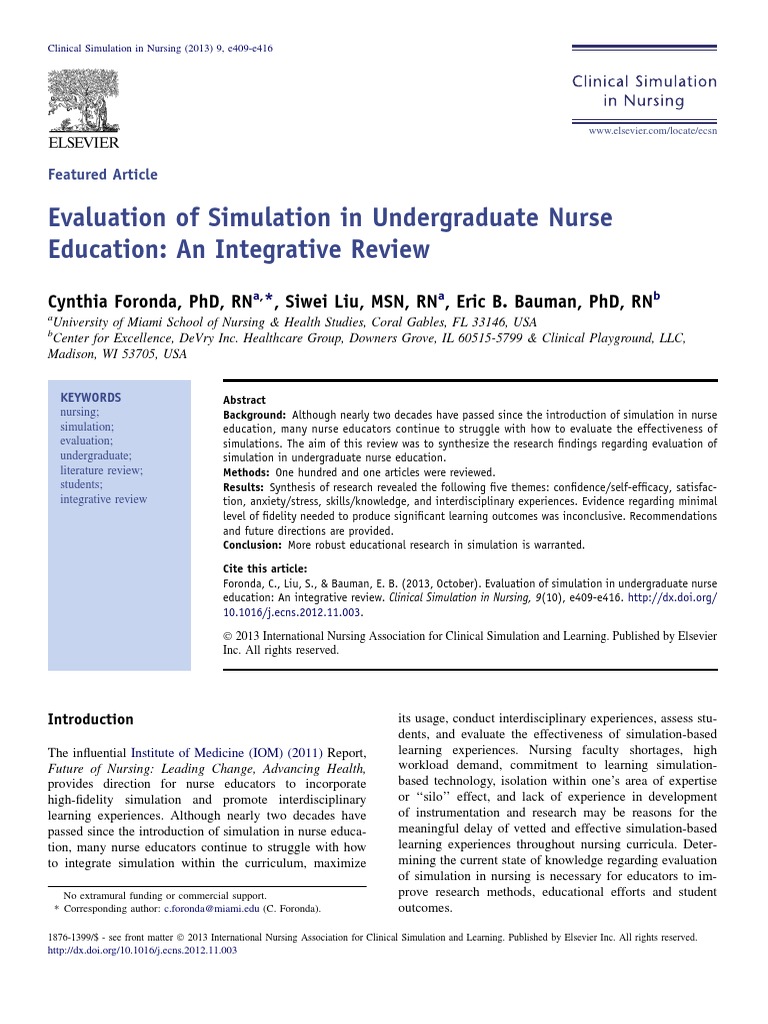 2013 - Evaluation of Simulation in Undergraduate Nurse Education An ...