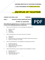 Principles of Taxation: The Chartered Institute of Taxation of Nigeria April 2021 Pathfinder For Foundation Level