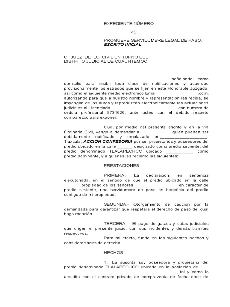 Acción Confesoria de Servidumbre Legal | PDF | Ciencias sociales | Derecho