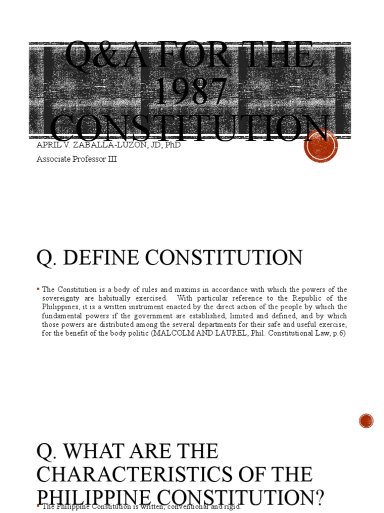 1987 Constitution Q&A | PDF