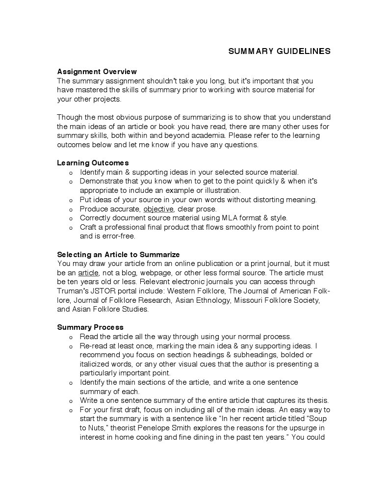 Summary Writing Guidelines and Tips | PDF | Folklore | Cognition