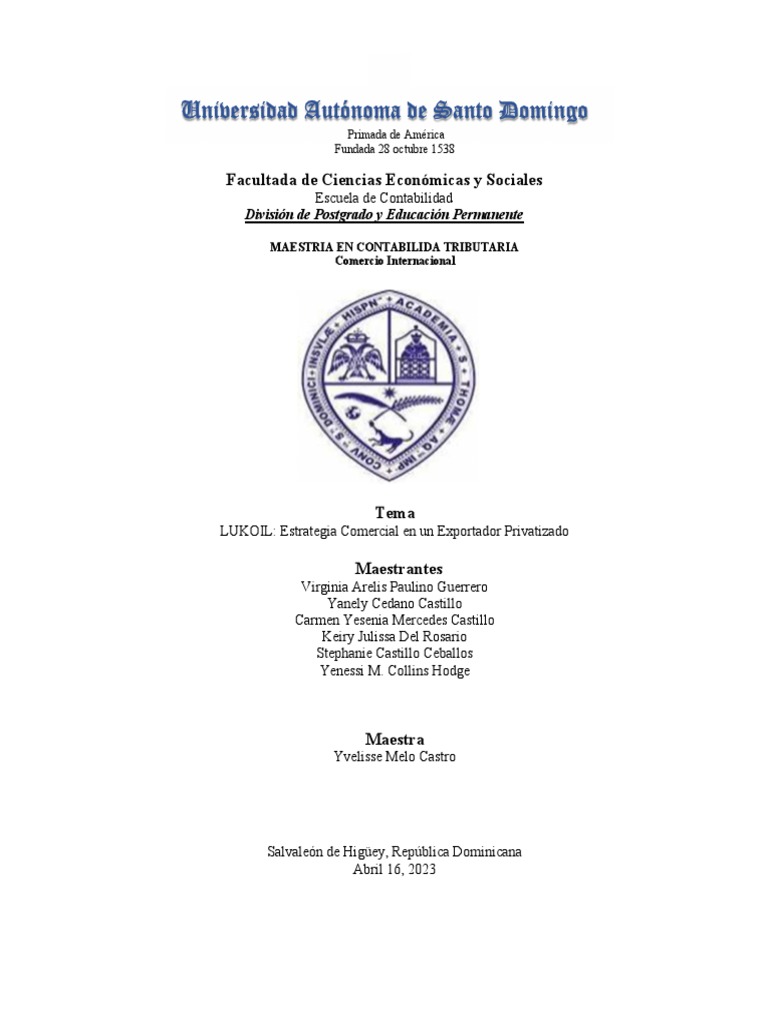 Grupo No. 2 - Caso Lukoil | PDF | Exportaciones | Comercio