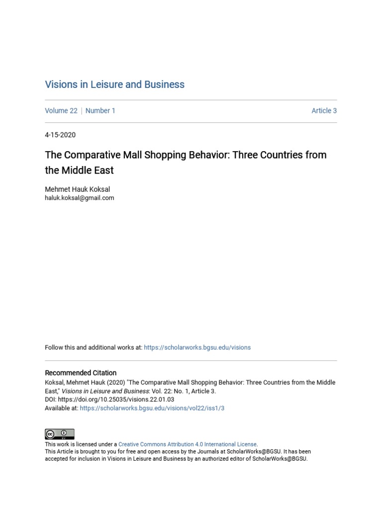The Comparative Mall Shopping Behavior Three Countries From The Pdf
