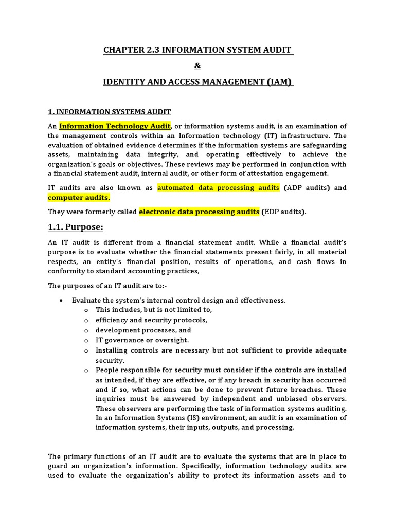 Chapter 2.3 Audit, IAM PDF Threat Audit