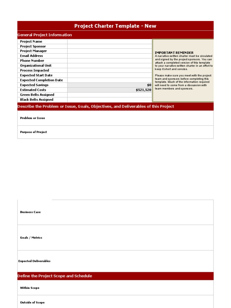 Project - Charter - Template - Upload | PDF