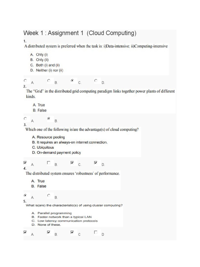 Week 1: Assignment 1 (Cloud Computing) : A. B. C. D | PDF | Teaching ...