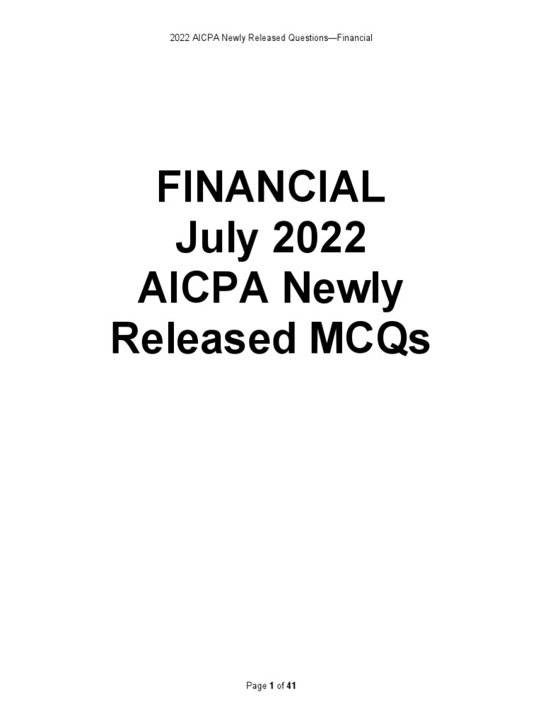AICPA Newly Released Questions PDF Generally Accepted Accounting