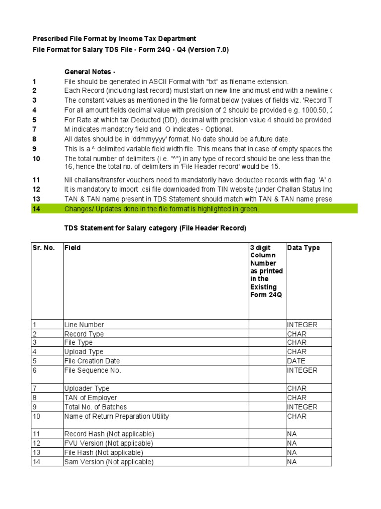 TDS File Format Guidelines for Salary | PDF | Economies | Payments