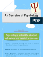An Overview of Psychology: Asst. Prof. Cristabel F. Tiangco Applied Psychology UP Diliman Extension Program in Pampanga