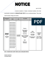 S. N o - Examinatio N Batch Date Syllabus Timings Venue: April 20, 2023