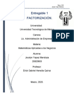 Entregable 1 Factorización.: Marzo 2020 Jocelyn Yepez Mendoza