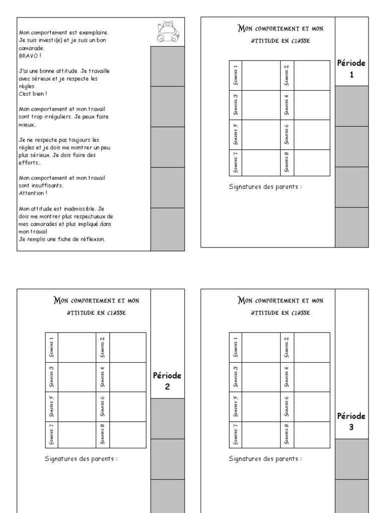 Suivi du comportement en classe | PDF | Évolution de carrière