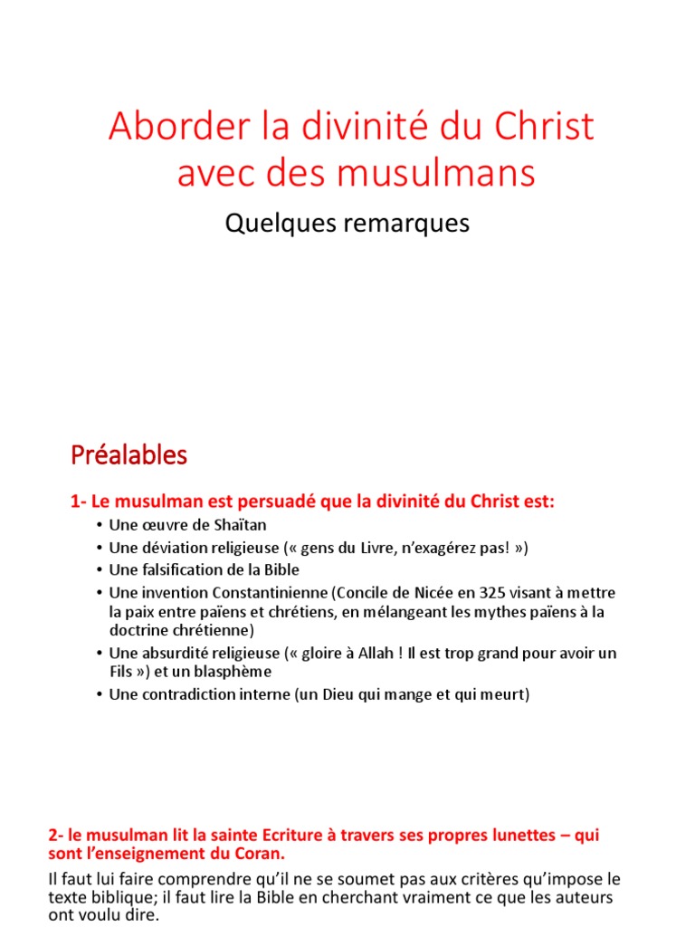 Comprendre la divinité du Christ pour les musulmans | PDF | Jésus | Dieu