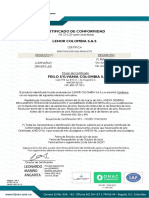 Certificado de Conformidad LENOR - Luminarias y Drivers Led - Marca FELIO SYLVANA