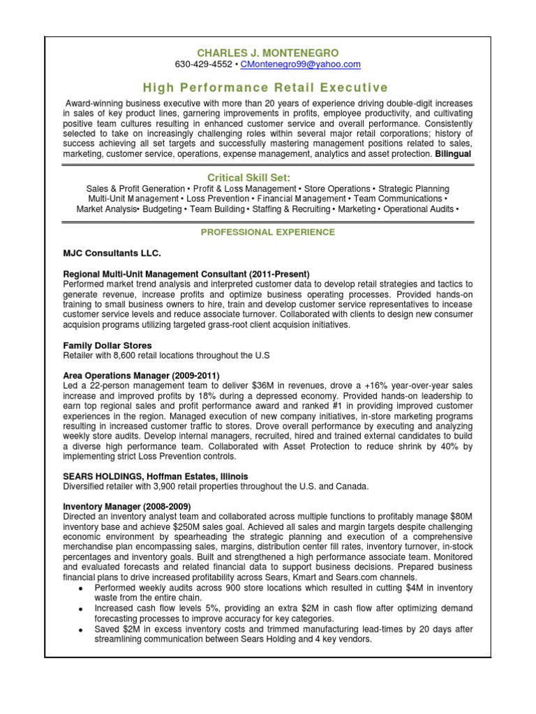 Regional MultiUnit Manager in Chicago IL Resume Charles Montenegro